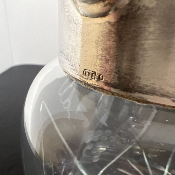 Vintage HKE Pitcher Cold Crystal Glass Closed Silver Plated Mount 10” - Picture 10 of 16